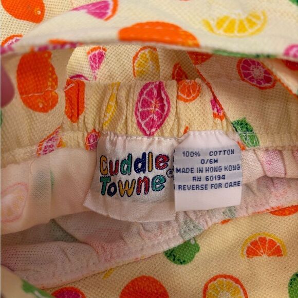 Cuddle Towne Vintage Deadstock Yellow Citrus Fruits Overall Shorts NWT - Picture 5 of 5